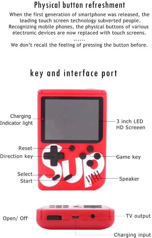 SUP NostalgiaBox - USB Rechargeable with 400 Games | 8-Bit Legend |