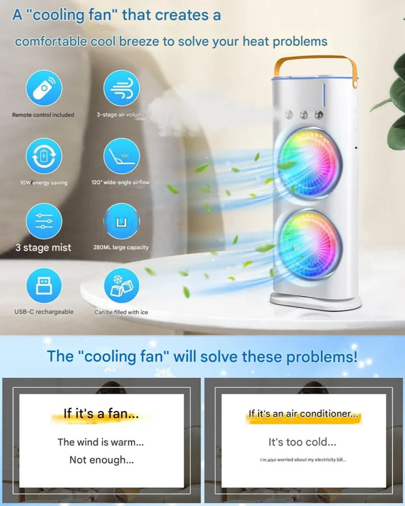 FrostWave™ DuoCooler - Portable LED Air Cooler