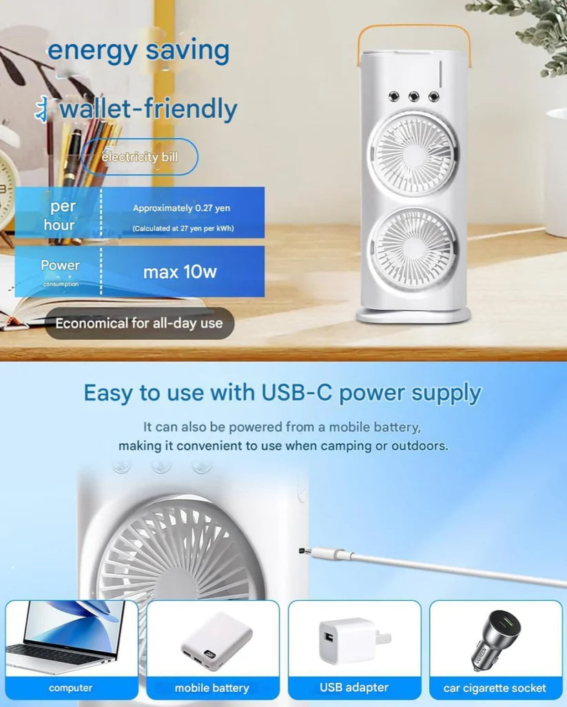 FrostWave™ DuoCooler - Portable LED Air Cooler