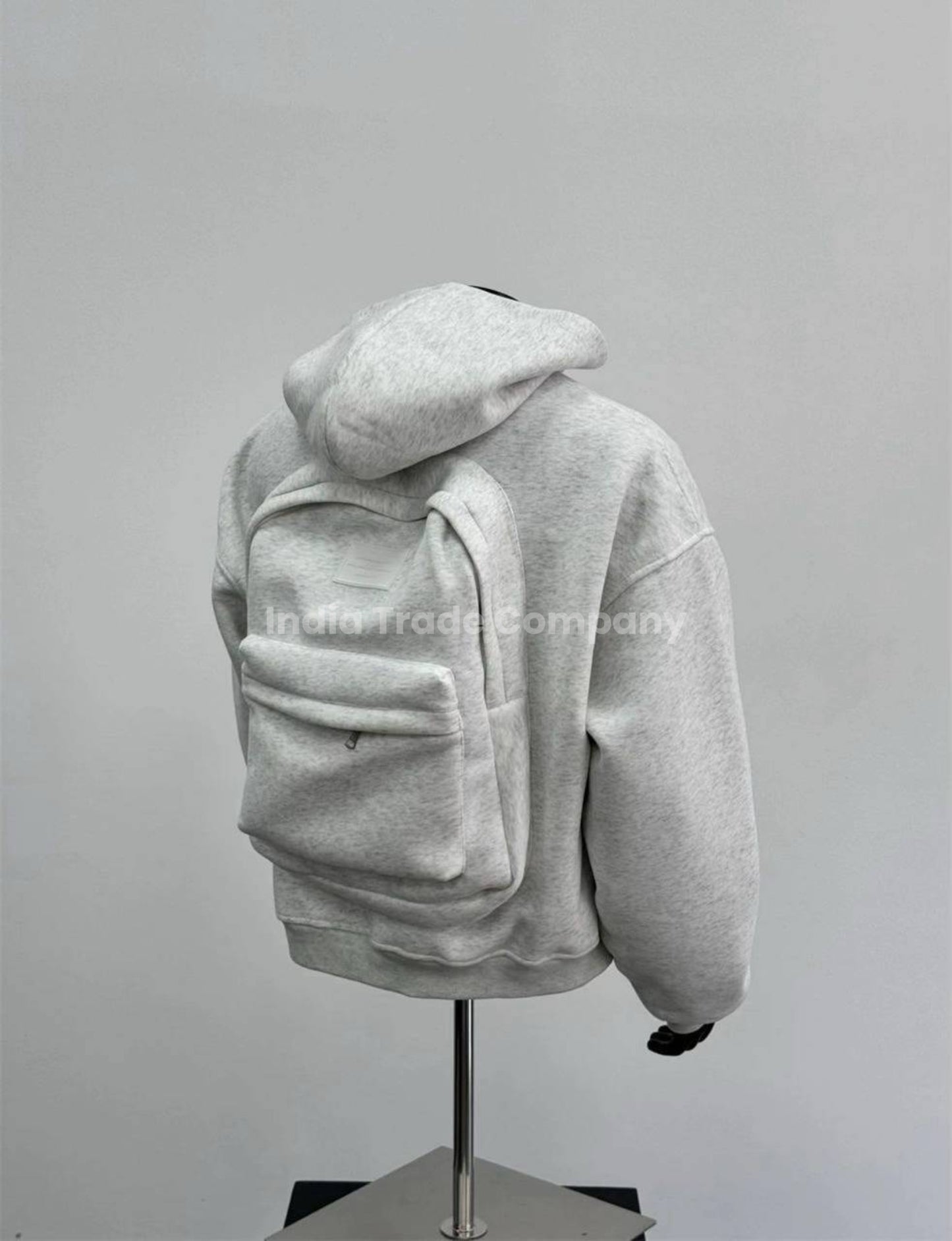 Men's Solid Custom Backpack Zip Up Hoodie