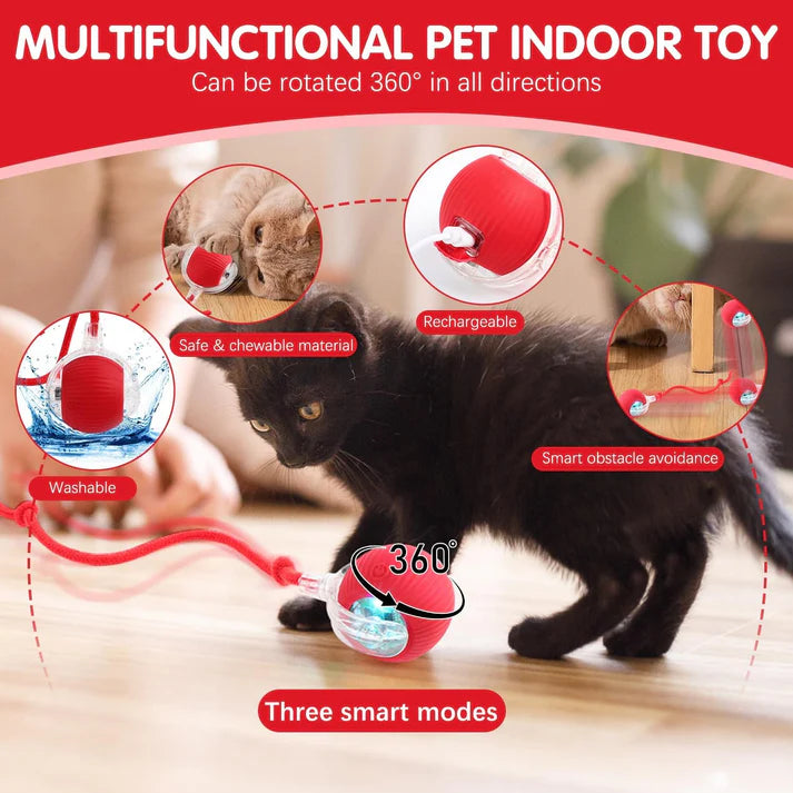 PlayPounce™ - Smart Rolling LED Ball for Dogs & Cats