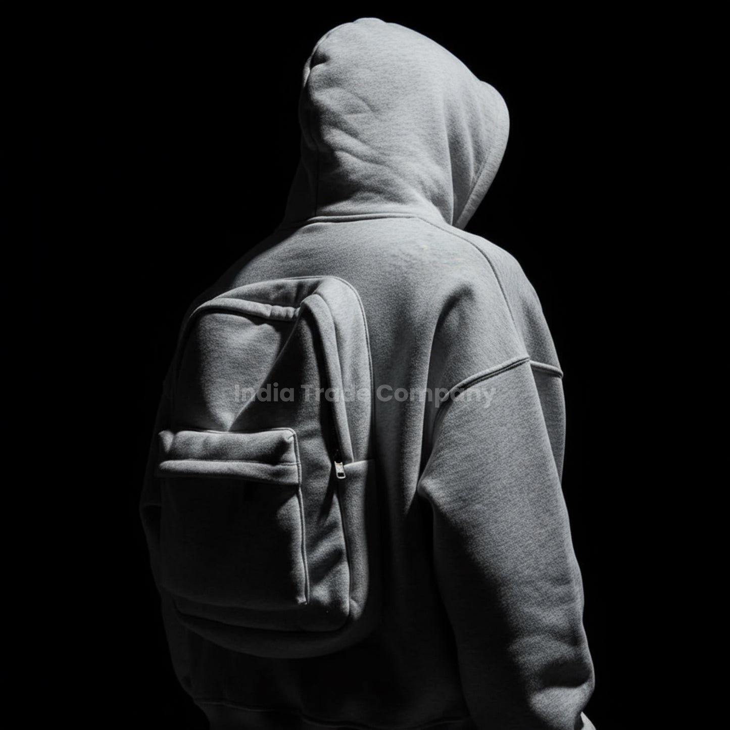 Men's Solid Custom Backpack Zip Up Hoodie