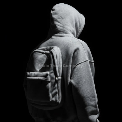 Men's Solid Custom Backpack Zip Up Hoodie