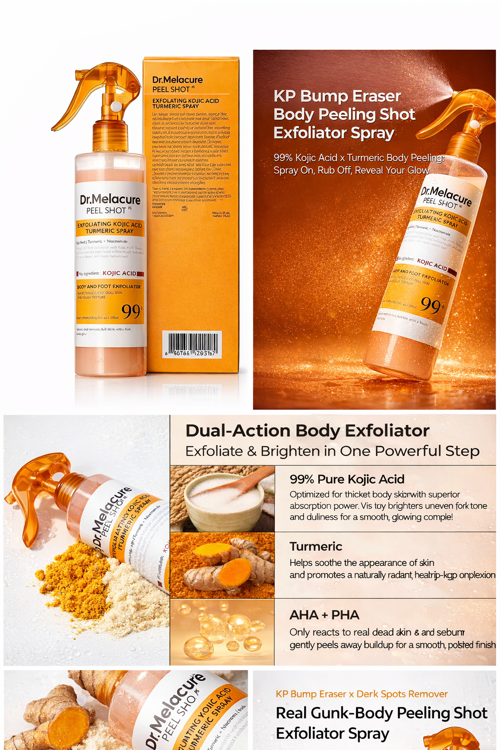 Dr. Melaxin Body Kojic Acid Turmeric Exfoliating Spray